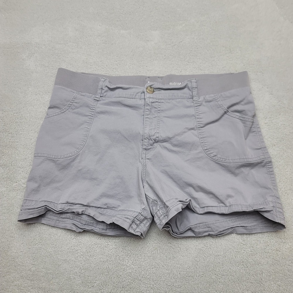 Riders by Lee Womens 18 Gray Midrise Utility Twill Elastic Waist Shorts Casual